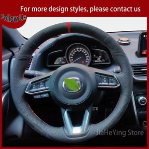 Durable LeatheR Suede Car Steering Wheel Cover For Mazda 6 CX-4 CX-5 CX30 ATENZA - Picture 1 of 6