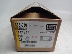 25 Stück Speere 885-030 Gewindenippel 1-1/4" x 3" PVC TBE SCH 80 - Bild 1 von 4