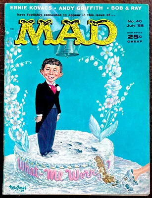 MAD MAGAZINE #40 - 1958 - Fine Plus (6.5)  First Kelly Freas Cover! Ernie Kovacs - Image 1 of 4
