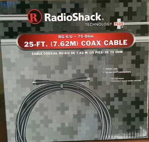 RadioShack® 25 Ft. RG-6 Video Hookup Coax Cable-Black for TV, Indoor Use - Picture 1 of 2