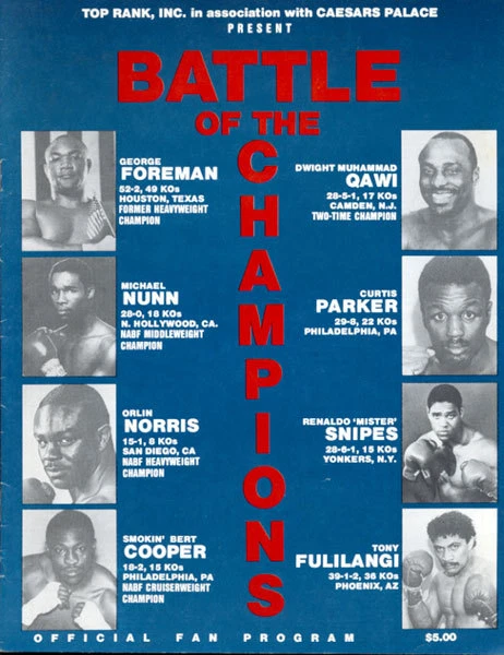 Original Vintage 1988 George Foreman vs. Dwight Qawi Fight Boxing Program - Image 1 of 1