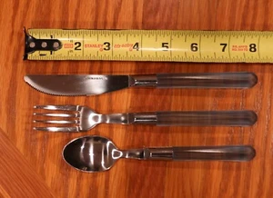 24 PIECE BLUE FACETED HANDLE STAINLESS SILVERWARE 8 PLACE SETTING - Picture 1 of 1
