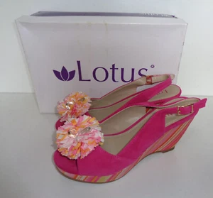 LOTUS Ladies Suede Leather Pink Womens Wedged Shoes Sandals RRP £50 New Size 5 - Picture 1 of 8