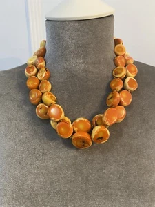 Rebecca Collins Orange Coral Necklace with Sterling Silver Clasp - Picture 1 of 4
