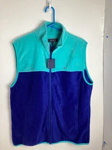 NEW Crown & Ivy Blue King Fleece Mens Vest LG Full Zip Pockets Embroidered Crown - Picture 1 of 6