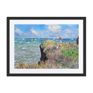 Claude Monet "Cliff Walk at Pourville" Framed and Matted Fine Art Poster - Picture 1 of 3