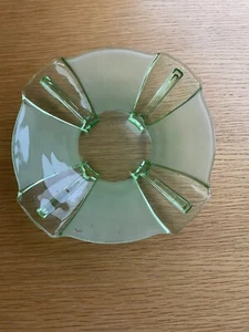 Stolzle Shallow Square Uranium Glass Dish Art Deco 1930s 20cm Square Good Cond - Picture 1 of 5