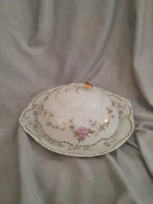 Vintage Rosenthal Versailles Bavaria Butter Dish Pink Roses Floral Gold Gilt - Image 1 of 4