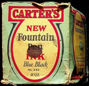Pluma Estilográfica Carter's Tinta No. 243 Azul Negro CAJA SOLO SIN BOTELLA DE TINTA 4 OZ 1930s - Imagen 1 de 8