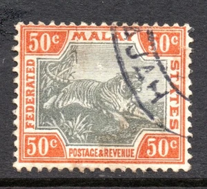 Föderierte Malaiische Staaten. 1900. Grau & Orange-Braun. SG Nr. 22a. 50c. Gebraucht - Bild 1 von 2