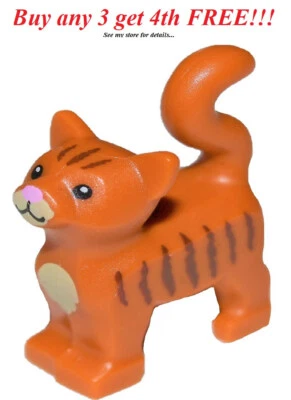 ☀️NEW LEGO Minifigure Mini Figure Minifig Animal Pet Standing Striped Cat - Image 1 of 2