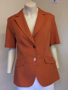 **GREAT!! Burnt Orange / Light Tan Short Sleeve Jacket From Finnigans - Size 12 - Picture 1 of 3