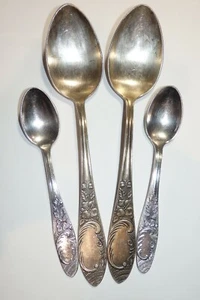 4 Ornate Vintage Soviet Russian Myuz Moscow Melchior Silver Plate FLORAL SPOONS - Picture 1 of 9
