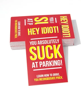 You Suck at Parking Cards, Confezione da 50, Colore, Scherzi, Barzellette (Rosso) - Foto 1 di 3