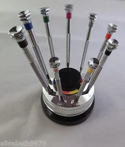 9 tournevis BECO horloger maquettiste optique socle tournant + lame d'avance - Picture 1 of 1