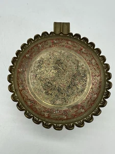 Vintage  Etched Brass Round Ashtray India - Picture 1 of 7