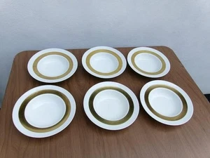 LIMOGES CERALENE A. RAYNAUD (6 STÜCK) UMRANDET SUPPENSCHÜSSELN GOLDBAND UNBENUTZT - Bild 1 von 6