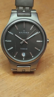 Skagen Titanium Men's Quartz 3 Hand  Movement Date Danish STYLE! New Battery! - Image 1 of 4