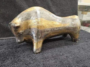 Vintage Aldo Londi For Bitossi Brushed Gold and Silver Pottery Bull - Picture 1 of 12