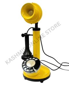 Classic Antique Yellow Candlestick - Working Rotary Dial Vintage Landline Phone. - Picture 1 of 15