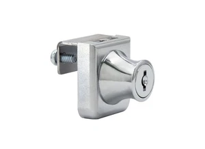 FHC Clamp-On Lock for Single Cabinet Swing Door 1/4" Glass Chrome Keyed - Picture 1 of 3