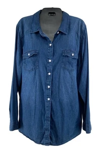 Camicia donna Torrid 2 taglia 2X denim con bottoni leggera 100% cotone manica lunga - Foto 1 di 5