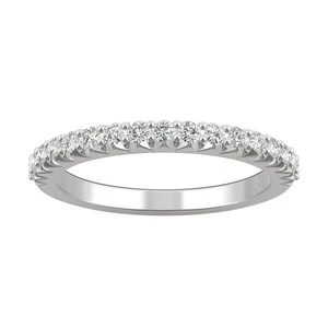 0,34 ctw Tau runder Laborgefertigter Moissanit Ehering in 14 K Weißgold - Bild 1 von 8