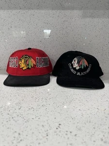Vintage Chicago Blackhawks Starter Hats Snapback Spellout And Corduroy - Picture 1 of 11