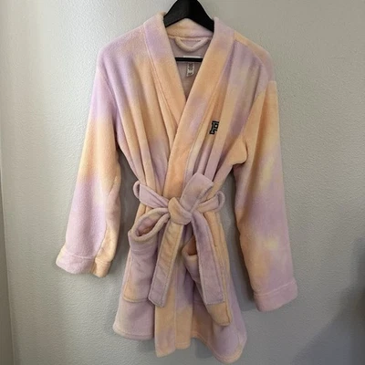 Bata de felpa Victoria Secret rosa y naranja tie dye talla XS Foto 1 de 4