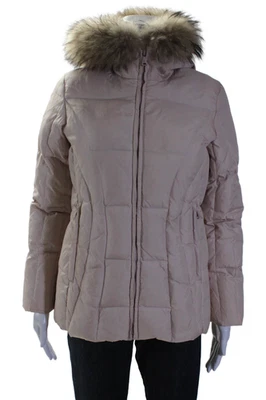 Andrew Marc Mujer Piel de Mapache Borde Capucha Puffer Chaqueta Rosa Talla Extra Grande Foto 1 de 4