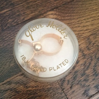 Porta guantes vintage enchapado en oro de 18 quilates en caja de plástico transparente original Foto 1 de 4