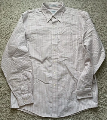 Men’s LL Bean Red Striped Oxford Dress Shirt Size 16/35 - Image 1 of 4