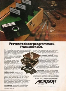 Microsoft Print Ad Vintage 1982 BASIC FORTRAN COBOL Programming Tools - Bild 1 von 1