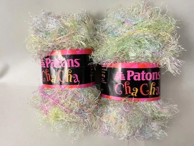 Patons Cha Cha Yarn BUNNY HOP Mixed Pastels Lot of 2 50g Eyelash Nylon - Image 1 of 4