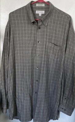 John W Nordstrom Shirt Men's Long Sleeve Shirt XL Brown Striped Business Casual - Изображение 1 из 4