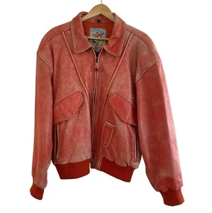 Vintage M. Julian Rust Leather Jacket L Distressed 90s Pop Made In Korea - Picture 1 of 6
