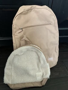 DSW Exclusive Backpack Duo Beige Canvas Sherpa Cute New 🤎 - Picture 1 of 11