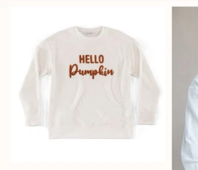 Hello Pumpkin Mia & Tess Sweatshirt Ivory NWT Size Large - Image 1 of 2