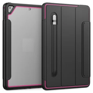 Transparent Back Auto-Sleep/Awake Function Case for iPad 5/iPad 6 BLACK/ROSE - Picture 1 of 1