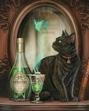 " Absinthe "Cute Black cat Artprint 5x7 blank greeting card New 🐈‍⬛️ L Parker 