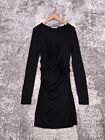 T By Alexander Wang Dress Womens Black Mesh Ruched Drape Knee Length Size L