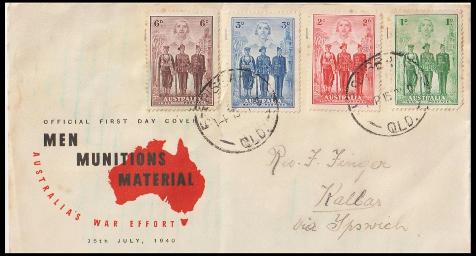 AUSTRALIA 1940 MEN MUNITIONS MATERIAL OFFICIAL WAR EFFORTS FDC (F) - Image 1 of 1