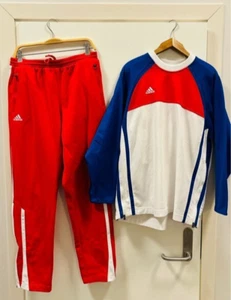 Adidas vintage retro 90s track suit set size M 38/40 red white blue color - Picture 1 of 18