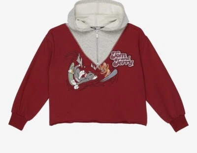 Truce Tom and Jerry Hoodie Crop Girls L/14 NWT - Image 1 of 3