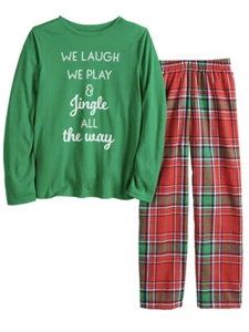 Boy’s Holiday Red Plaid "JINGLE ALL THE WAY" 2-Piece Pajama Set Size 4 NWT - Picture 1 of 4