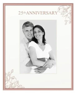 Marco de fotos 25 aniversario de boda oro rosa 4x6 plata boda aniversario regalo - Imagen 1 de 4