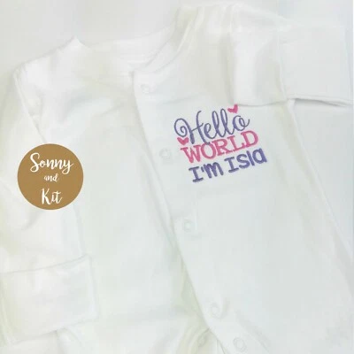 Personalisierter Strampler Schlafanzug, bestickte Kleidung, Baby Mädchen rosa Geschenk individuell