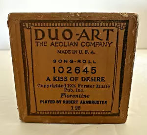 Duo Art Pianoforte Parola Canzone Roll 102645 Un BACIO DEL DESIDERIO 1924 Vintage Raro Ottimo - Foto 1 di 6