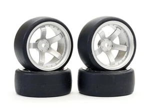 Fastrax 1/10 Drift D1 Tyre with 9mm Offset 5 Spoke Wheel Satin Silver (4) FAST13 - Picture 1 of 1