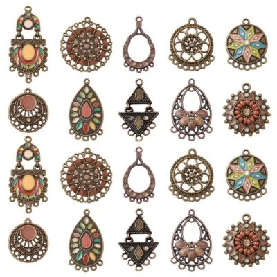 20x Berloque Conector de Link Esmaltado Tibetano para Chaveiro Decoração de Pano Fabricação de Joias - Imagem 1 de 4